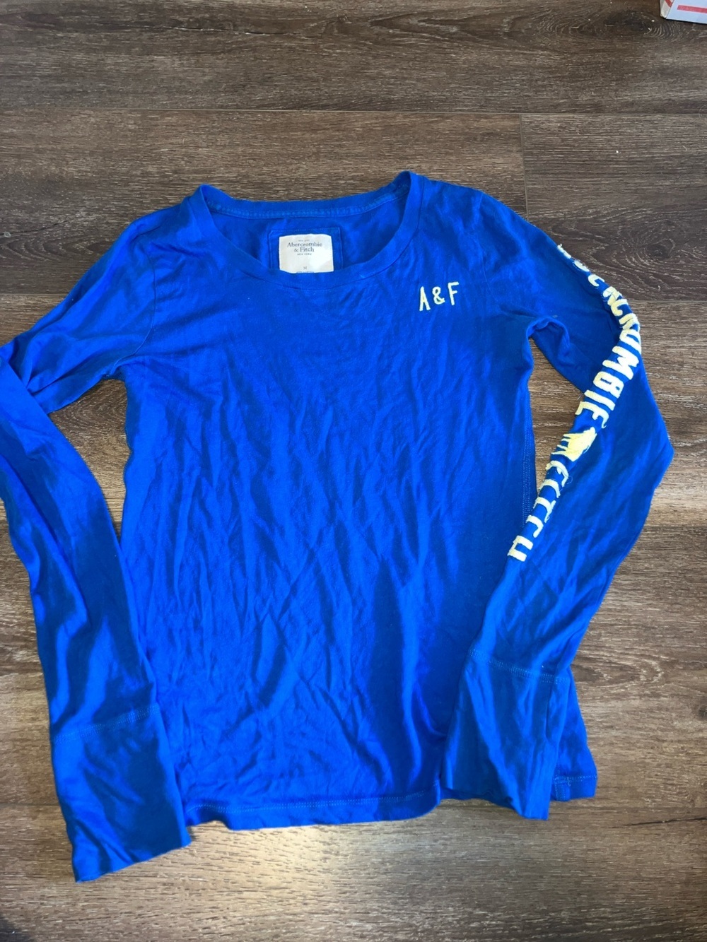 Y2K Abercrombie & Fitch Royal Blue Long Sleeve Spell Out Tee M